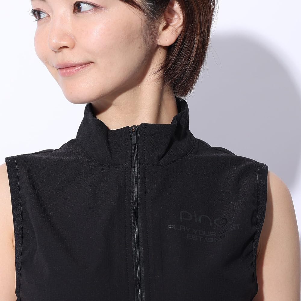 2WAY full zip blouson antibacterial and Golf outerwear LL [Pin Apparel] Women's (removable sleeves, deodorizing) / / 622-4120200 010_Black