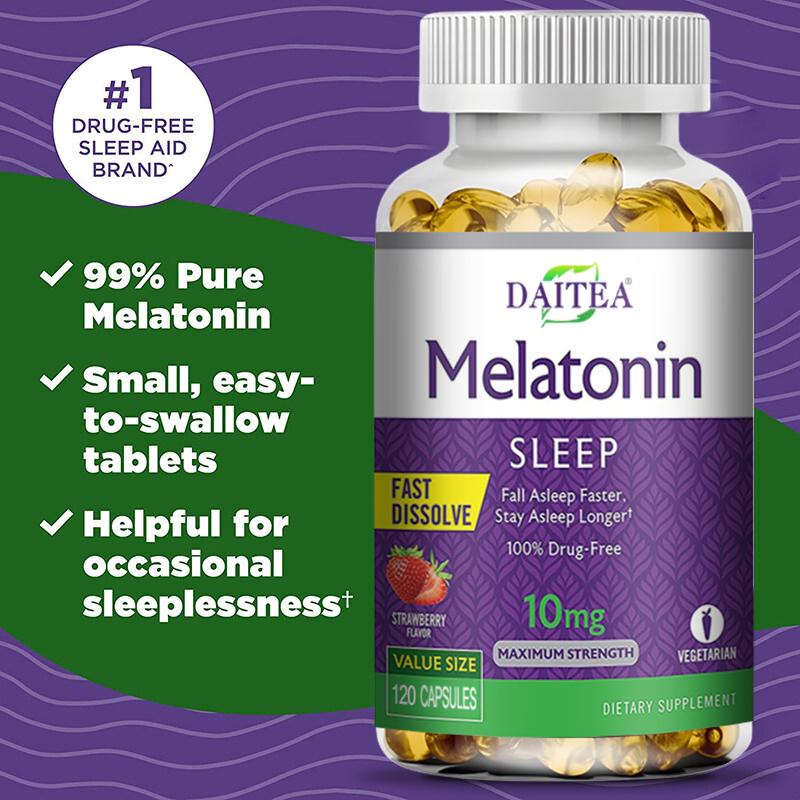 Night Time Fast Dissolve Capsules, Strawberry Flavor, Vegetarian Dietary Supplement, 120 Count