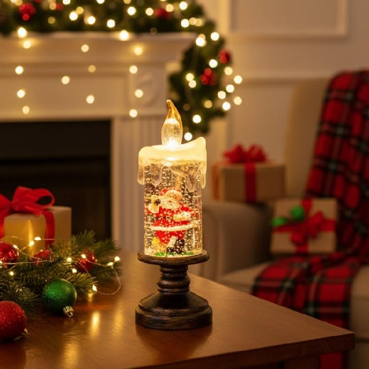Christmas Decorations Glitter Water Globe Christmas Snow Globes Candle Shape Snowglobes Table Ornament Home Decors
