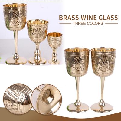1Pcs 80/180ml/200ml Pure Brass Wine Glass Classical Wine Cup Handmade Small Goblet Home Bar Party Copper Wine Glass Mug