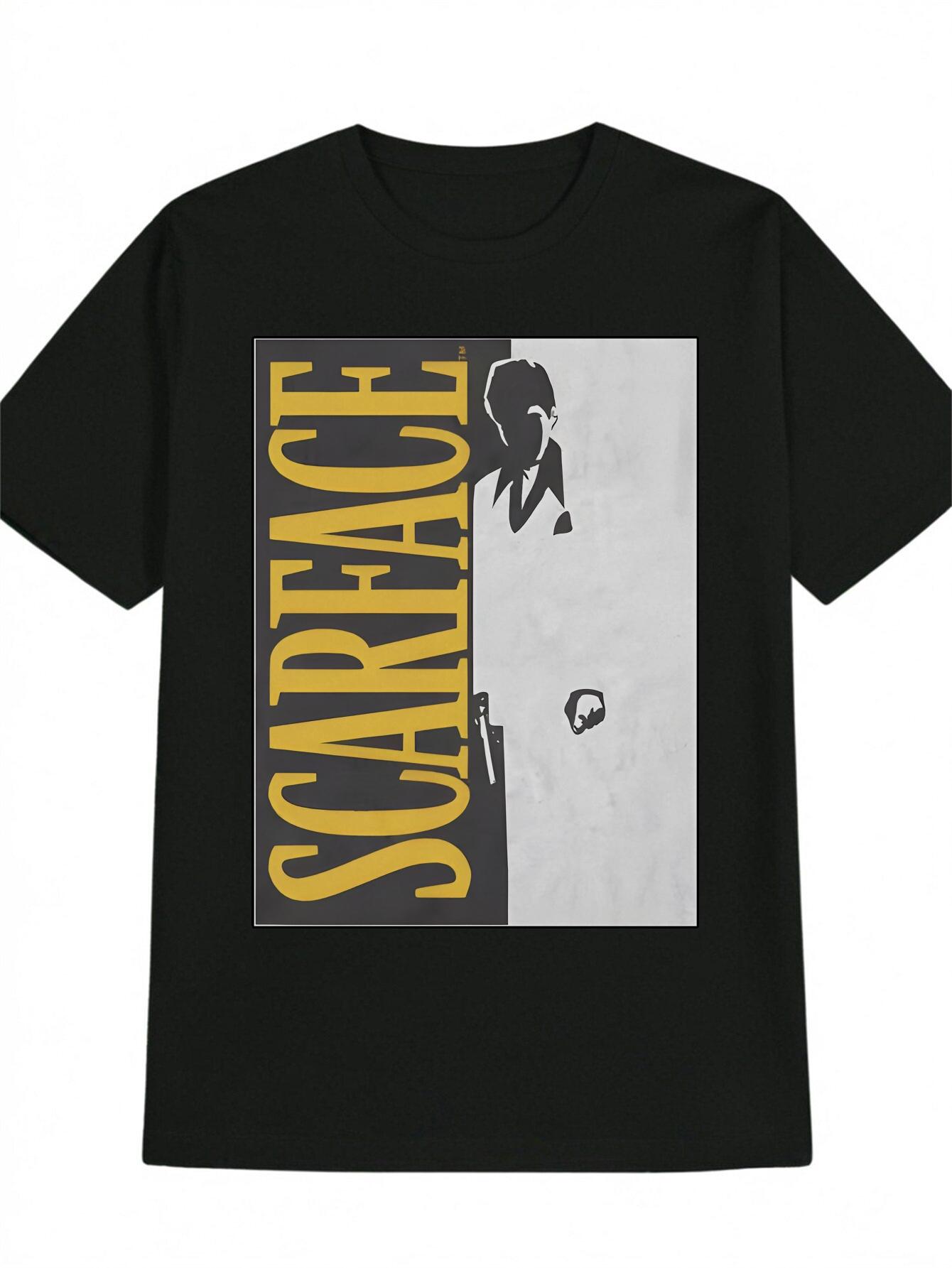 Casual Black T-shirt with SCARFACE Graphic Print - Bold Graphic Design S