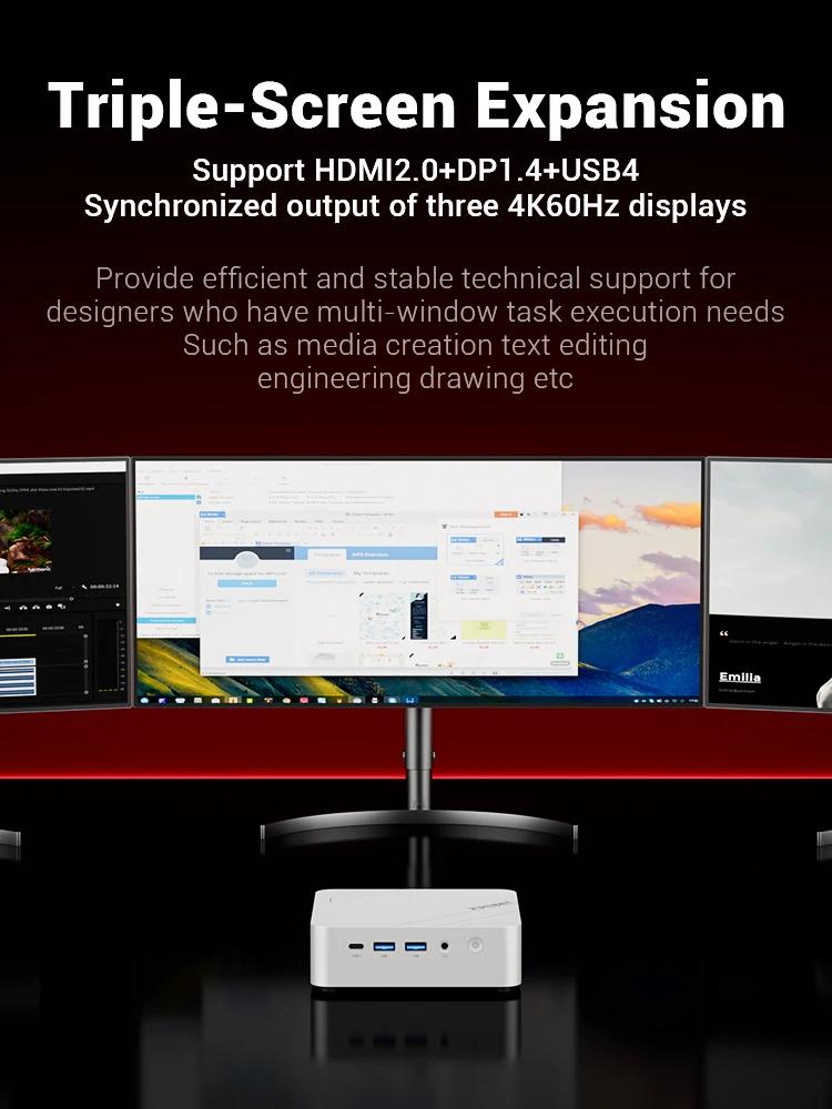 Firebat F1 P Mini PC AMD Ryzen 7 H 255 16GB+512GB/24GB+1TB SSD Win11 Pro Wi-Fi 6 BT5.2 USB4.0 Gaming Desktop Mini Computer