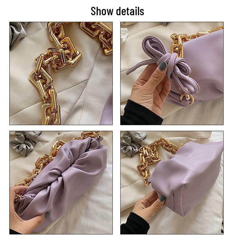 New Women's Soft Leather Thick Chain Cloud Shoulder Bag
