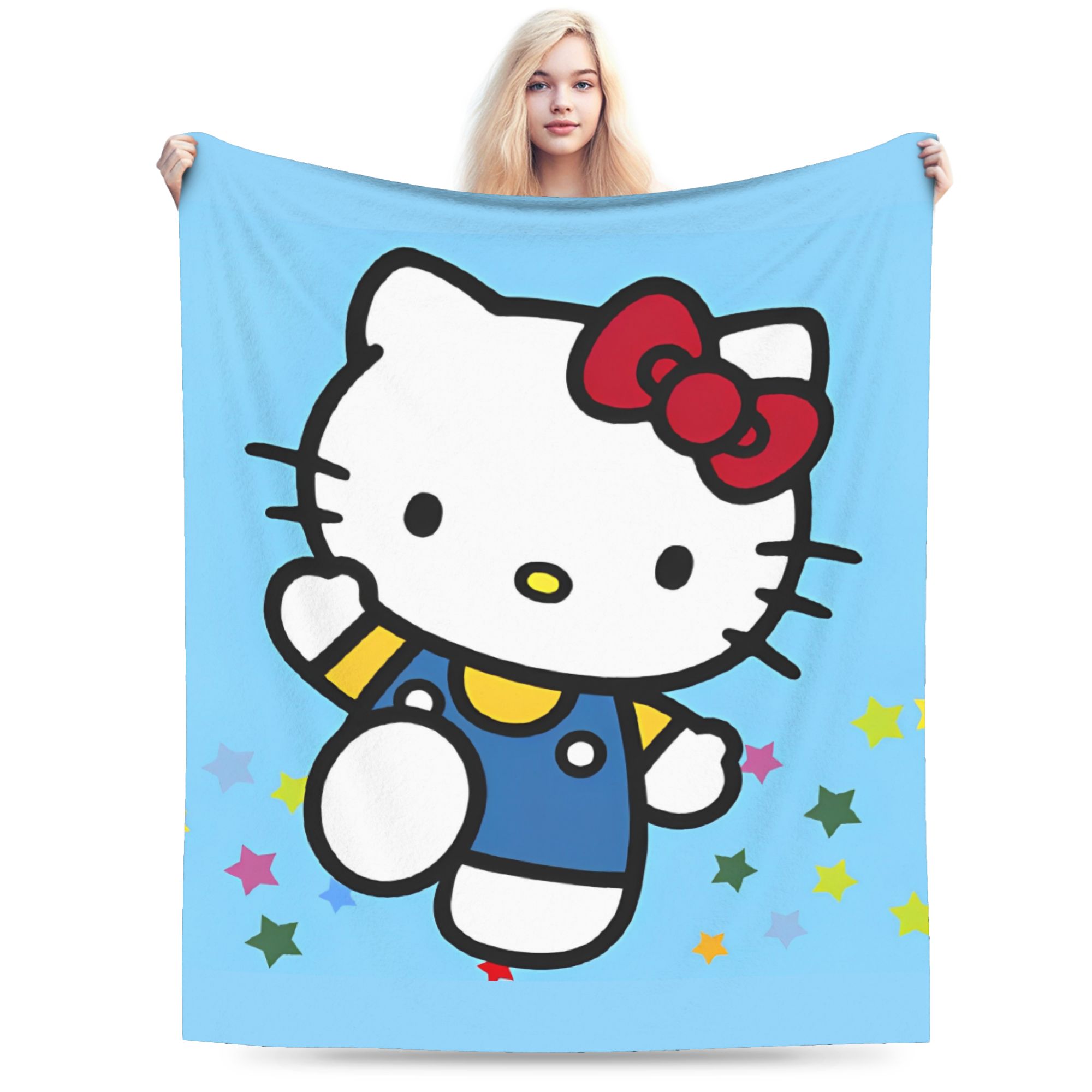 

Good Night Hello Kitty Blankets Fleece Cartoon Lightweight Throw Blanket for Outdoor Travel Bedspread 130x150cm