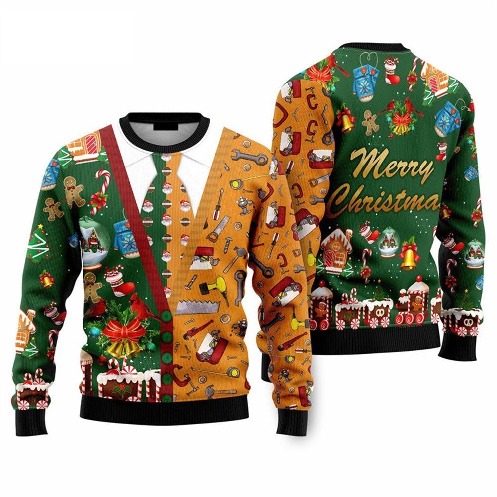 Christmas Fake Cardigan Pullover Man Pullover 3D PrintNew Year Party Sweatshirt Women Party Birthday Christmas Pullovers Kids Tops