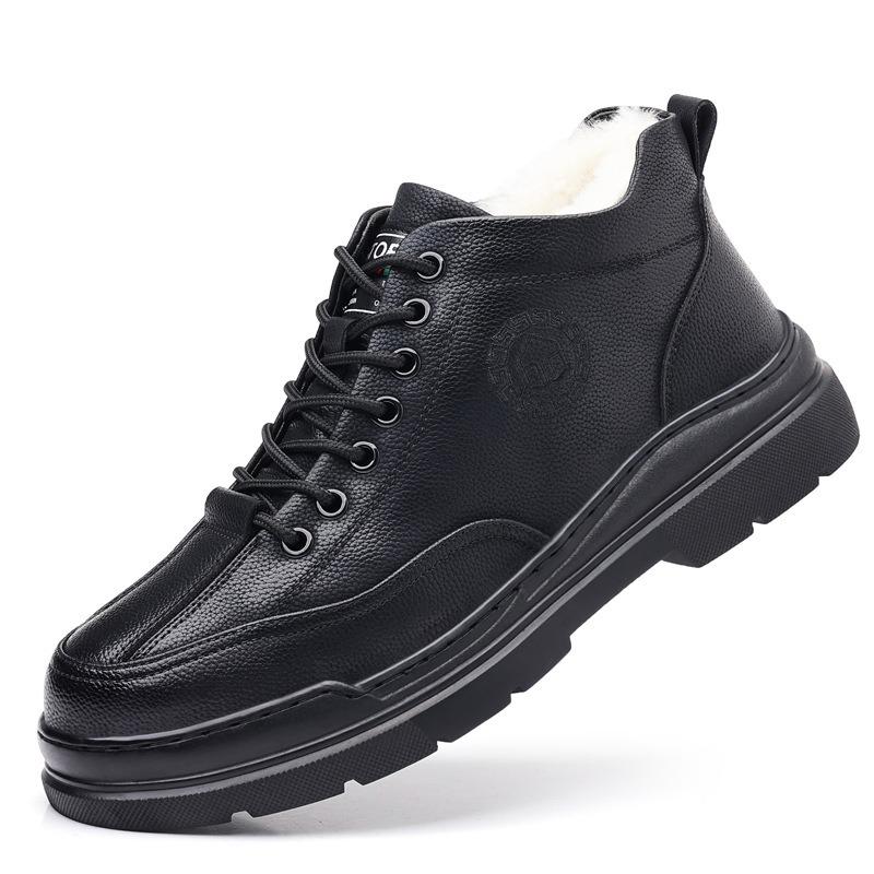 

Модные ретро кожаные бархатные теплые ботинки на платформе для снега для мужчин дизайнерские на мягкой подошве зимние мужские хлопковые туфли модные шерстяные рабочие ботинки мужские 38