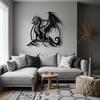 Metal Dragon Wall Art, Fantasy Creature Iron Sculpture, Home Decor Gothic Decor