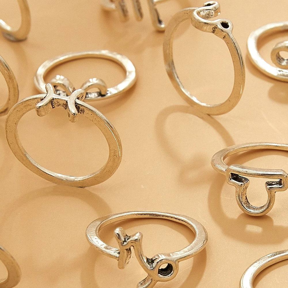 New Twelve Constellations Ring Set, Creative Personalized Joint Women's Trend Ring Jewelry