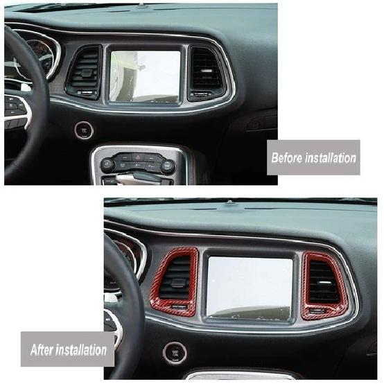4x Air Condition Outlet Vent Trim Accessories for Challenger 2015+ Carbon Fiber