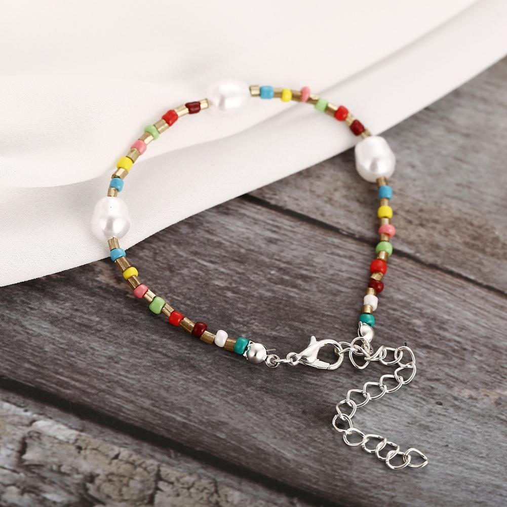 Colorful Beads Anklet Pearl Barefoot Sandals Foot Chain Ankle Bracelets Beach Jewelry
