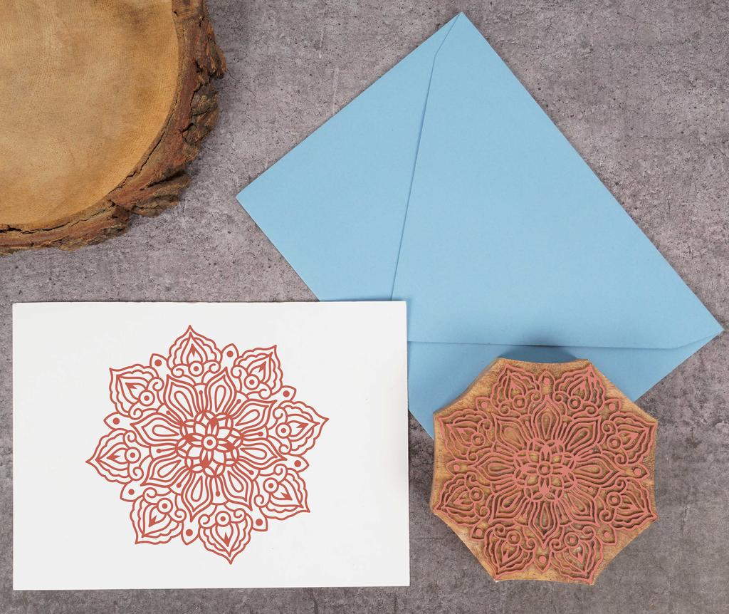 IBA Indianbeautifulart Blok do drukowania tekstyliów Azjatycki motyw mandali Ręcznie rzeźbiony drewniany stempel Drukowanie na bloku drewnianym