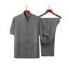 Middle-aged and Elderly Bamboo Leaf Short-sleeved Shirt Men's Summer Casual Suit Dad Summer Thin Shirt Old Dad Tang Suit