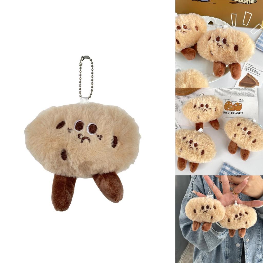 Adorable Plush Cookie Doll Keychain Cute And Fluffy Brown Stuffed Animal Accessory For Bags And Backpacks