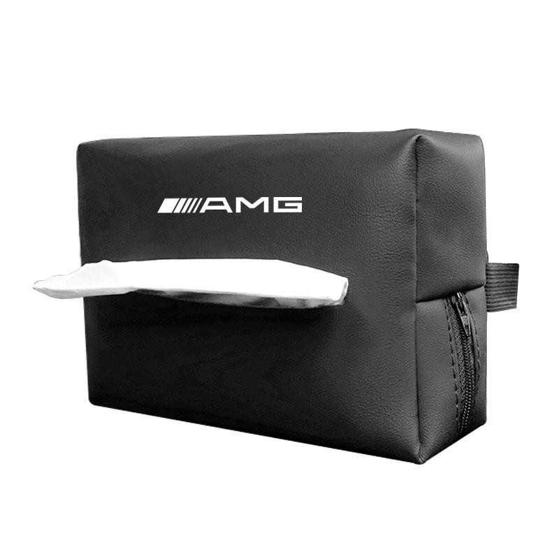 Car Tissue Box Sun Visor Seat Back Paper Towel Storage Bag Keychain For Mercedes Benz AMG W206 W204 W205 W212 W213 W221 W222 W22 AX1