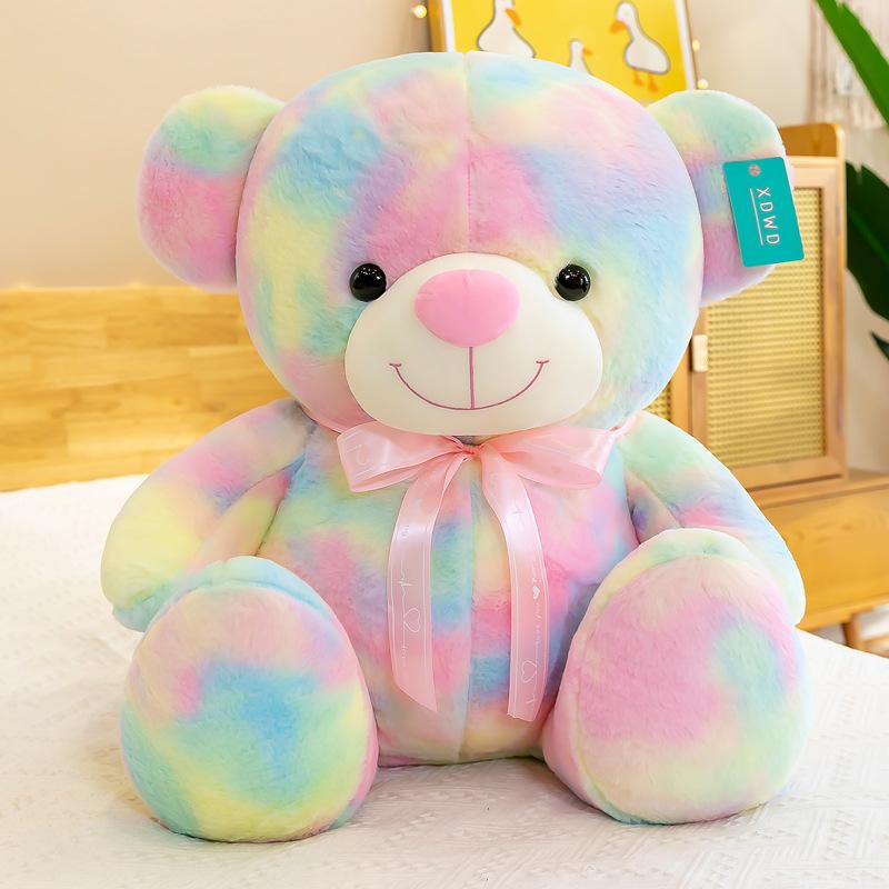 Rainbow Bear Doll Hug Bear Plush Toy Colorful Bear Doll Ragdoll Birthday Gift Women