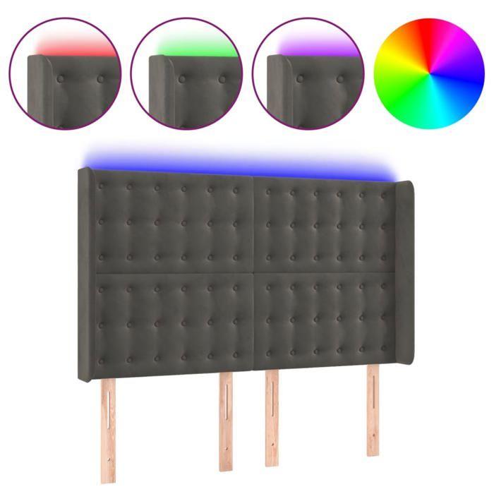 VidaXL LED Headboard Bedroom Furniture Double Bed Accessory Head of Bed Frame Interior Dark Grey 3124531