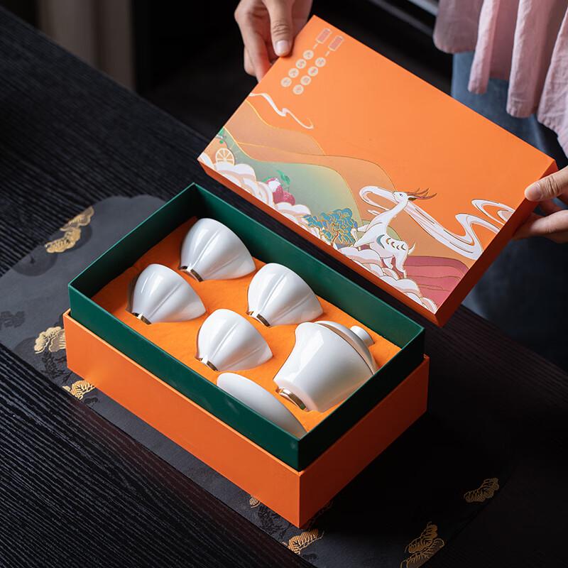 

Hao Er Hua Mutton-Fat Jade White Porcelain Tea Set