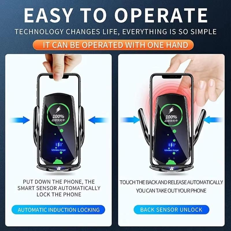 15W Q3 Car Phone Holder Air Vent Phone Holder Smart Sensor Car Cell Phone Holder Fast Charging Auto-Clamping for IPhone Android