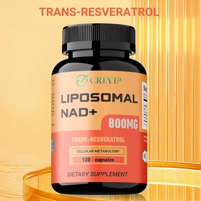 Integratore in capsule liposomal NAD+, contenente trans-resveratrolo, per il massimo assorbimento, completamente naturale, adatto agli adulti.