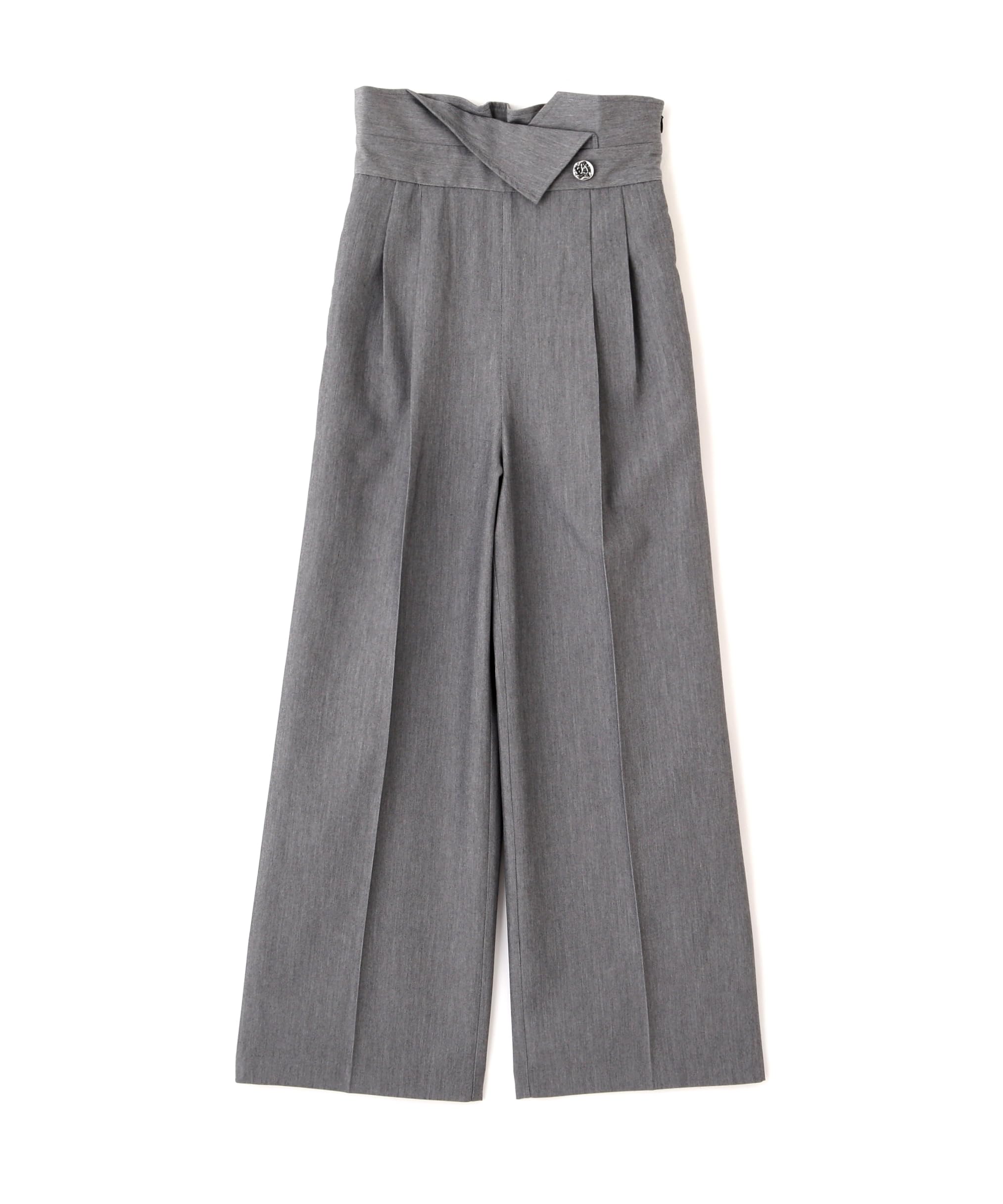 

Jill by Jill Stuart Women s Asymmetrical Waist Metal Button Pants, Gray