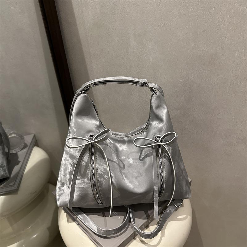 Retro Backpack Soft Leather Tote Bag Bow New Trendy Fashion Casual Large Capacity Shoulder Bag