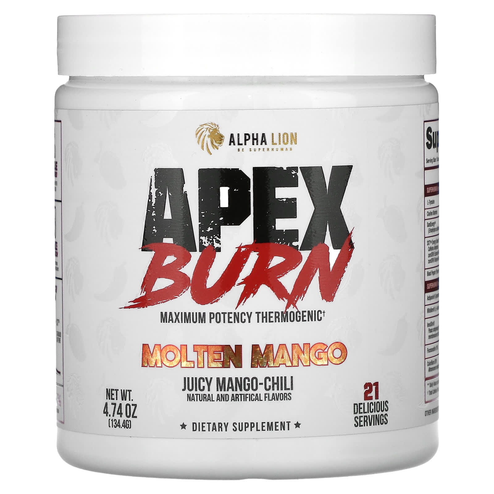 

ALPHA LION, Apex Burn, Dissolved Mango, Juicy Mango-Chili, 4.74 oz (134.4 g)