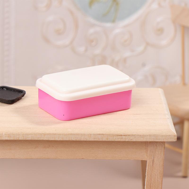 1:12 Dollhouse Miniature Lunch Box Simulation Plastic Storage Box Mini Fresh Keeping Box Food Toy Model Kitchen Tableware Decor