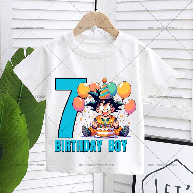 Neues Dragons Ball T-Shirt Junge Nummer Geburtstagskleidung Mode Goku Anime Figur Print Kleidung Top Kind Sommer Atmungsaktives Top Geschenk