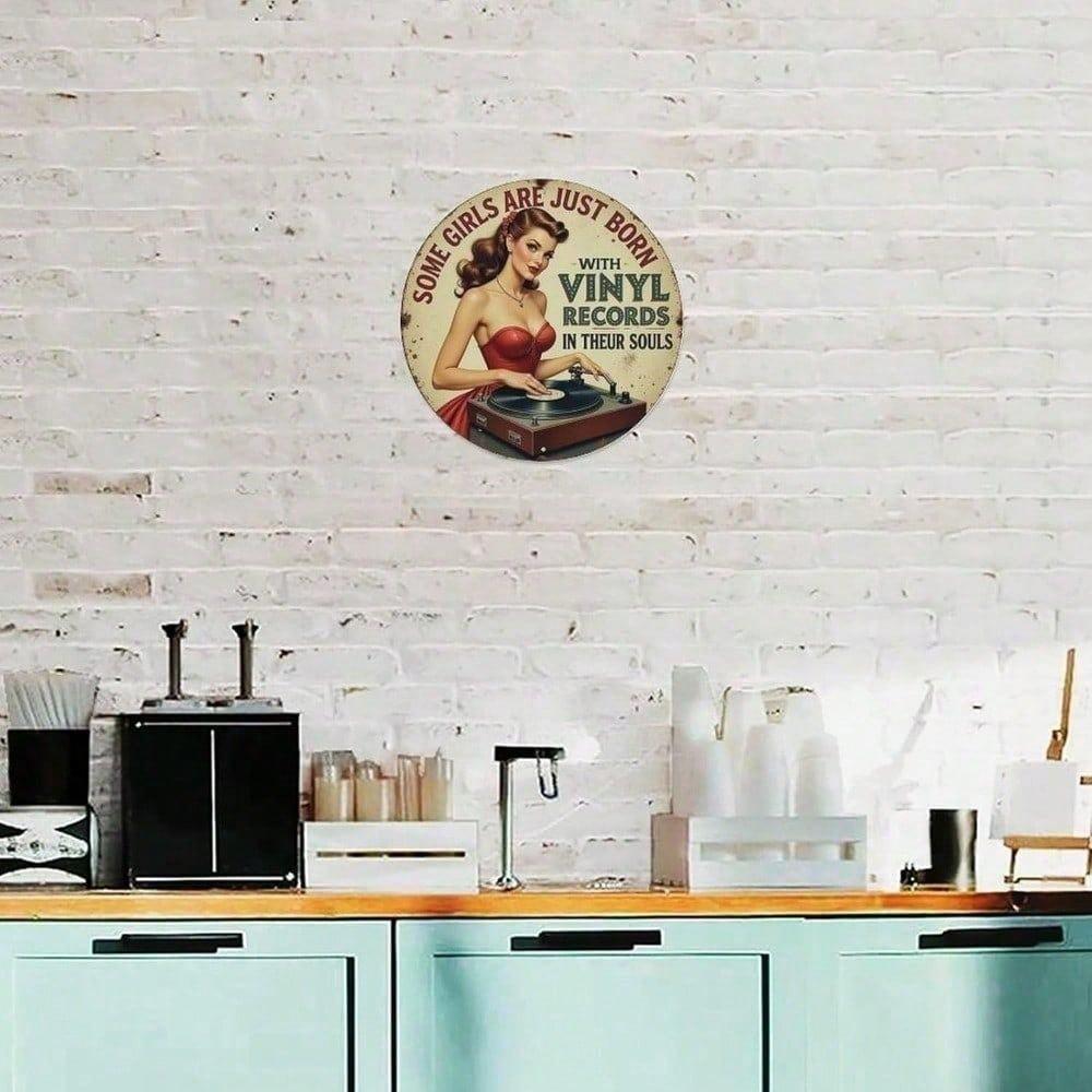 Vintage 8x8 Inch Round Metal Tin Sign Retro Wall Art Home Bar Decor
