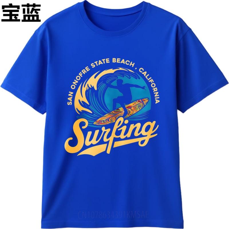 Casual Tee Travel For men Crew Neck tshirt Oversized Surfing Wave Rider San Onofre Beach California Anime For him Top tees
