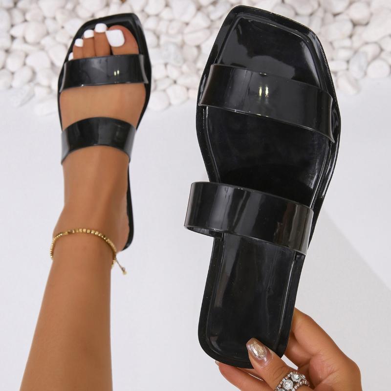 Summer Sandals Women Women Summer Casual Transparent Square Head Candy Color Exterior Wear Beach Large Size