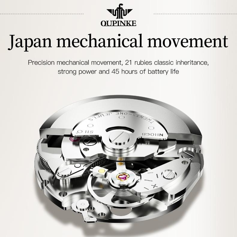 OUPINKE Montres en acier tungstène incrusté de diamants, montre mécanique automatique étanche pour femmes