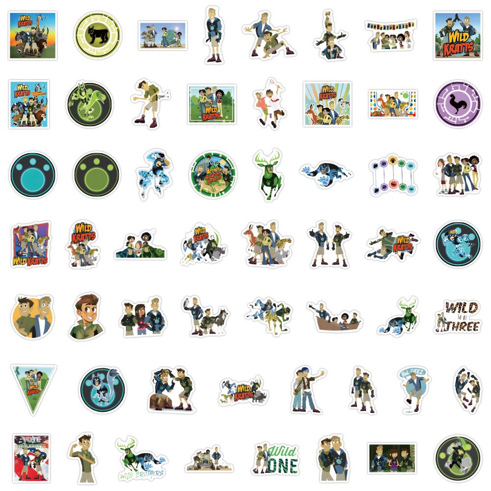 

Wild Kratts Animal Brothers Waterproof Stickers: 55 Cartoon Sheets for Journals, Stationery, Water Bottles, and Computers.