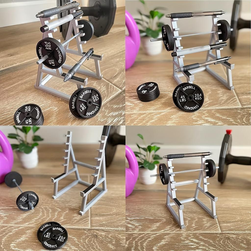 1pc Barbell Pen Holder - Heavy Duty Desk Organizer,Holds Pens, Cell Phones, and More, Perfect Gift for Fitness Enthusiasts and Weightlifting Fans.