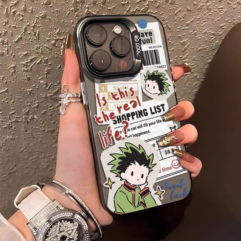 

Cute Hunter x Hunter Gon & Killua Sticker Phone Case - Anime Aesthetic Protective Cover for Huawei Pura70 Series GALAXYS24 чёрный