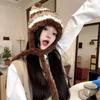 Halloween Cat Ear Hat Knit Y2K Beanie Hat Striped Party Holiday Winter Warm Hat Beanie Theme for Teens