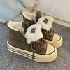 Zapatos de Mujer Invierno Felpa Cálidos Zapatos de Algodón Clásicos Lona de Caña Alta Oes Zapatillas de Invierno para Mujer Cordones Plataforma Vulcanizado Zapato
