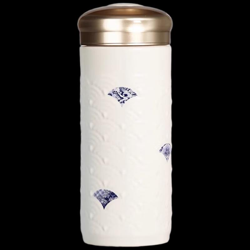 Qian Tang Xuan Live Porcelain Exquisite Double-Layer Travel Mug