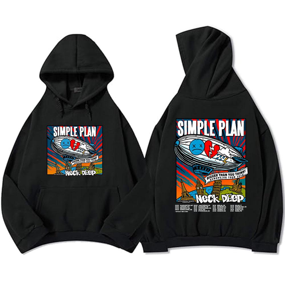 

Simple Plan Bigger Than You Think! Tour 2026 Hoodies Fleece Loose Male Hooded Sweatshirt Unisex Streetwear Heavy Mental Sudadera XS