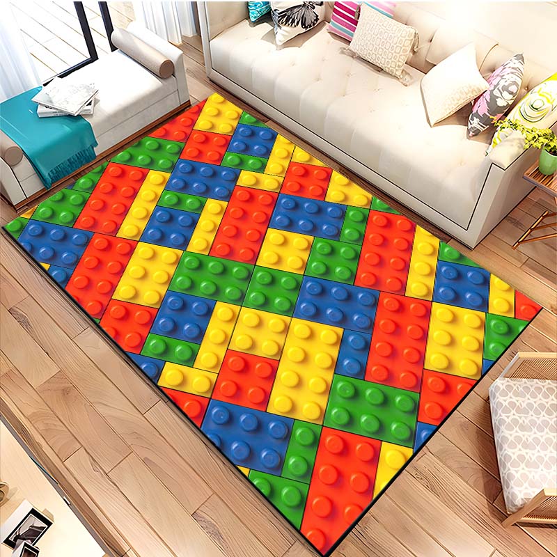 15 Size Colorful Geometric Building Blocks Toy Carpet Living Room Bedroom Home Children's Room Decoration Non-slip Floor Mat