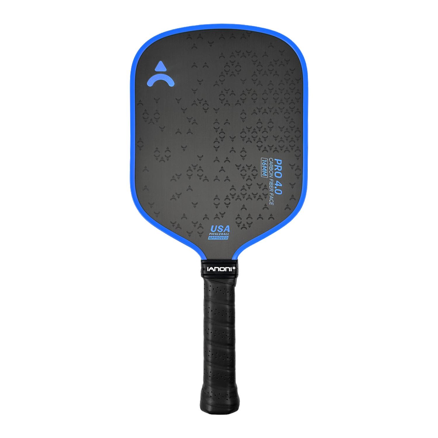 IANONI PRO4.0 Raw Carbon Fiber 16mm Extended Handle 150mm Professional Competition PickleBall Paddle Pickleball Racket синий