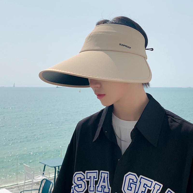 8438 Summer Vinyl Eaves Sunshade Sunscreen Hat Men's Outdoor Sports Face Cover Foldable Empty Top Sun Hat