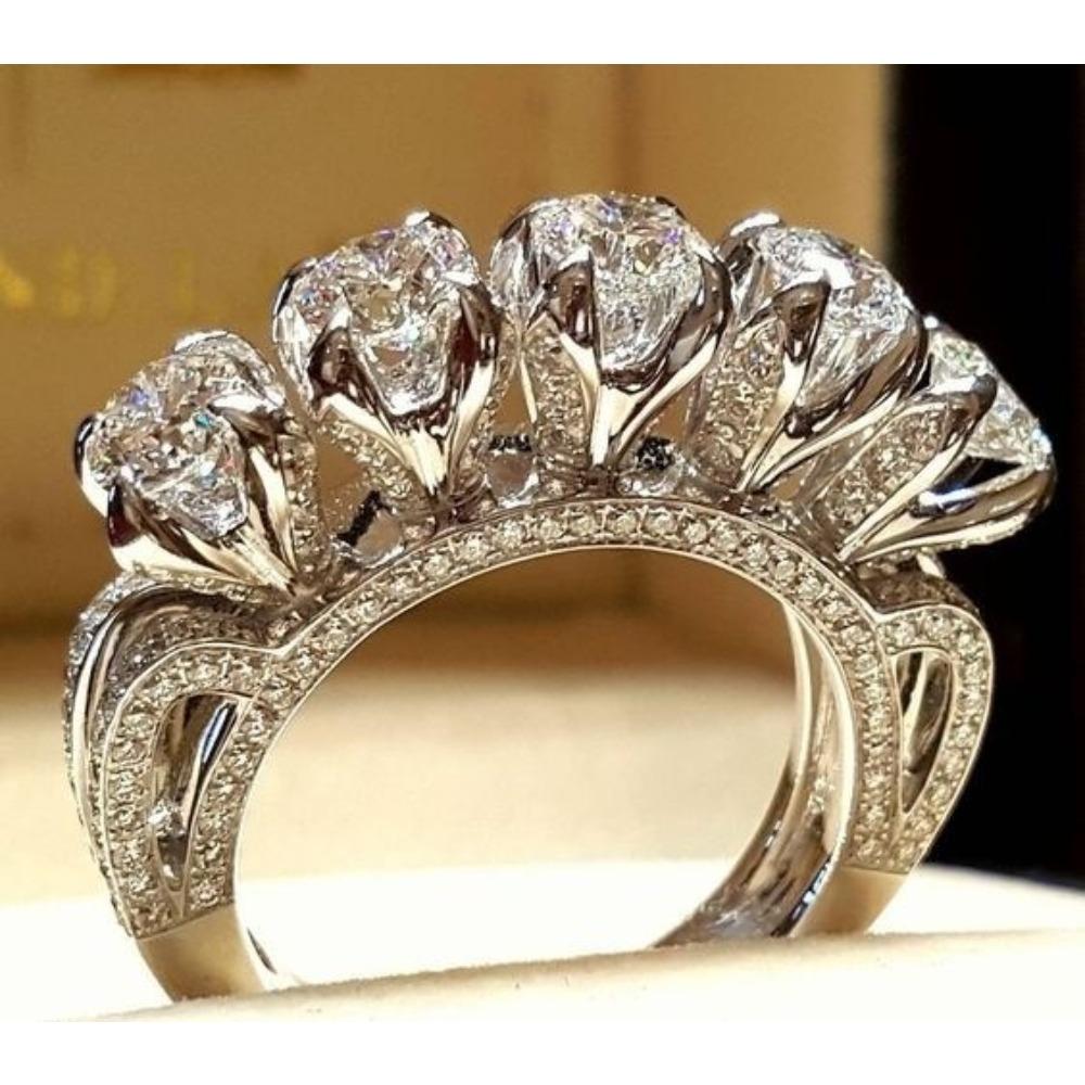 

Fashion S925 Silver Plated Engagement Rings for Women Creative Simulated Zircon Wedding Band no. 8