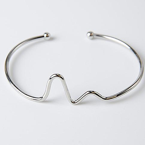 

Open Cuff Punk Bracelets & Bangle Fashion Jewelry For Women Men pulseras mujer Heartbeat Leaf Arrow Triangle Heart Bracelet