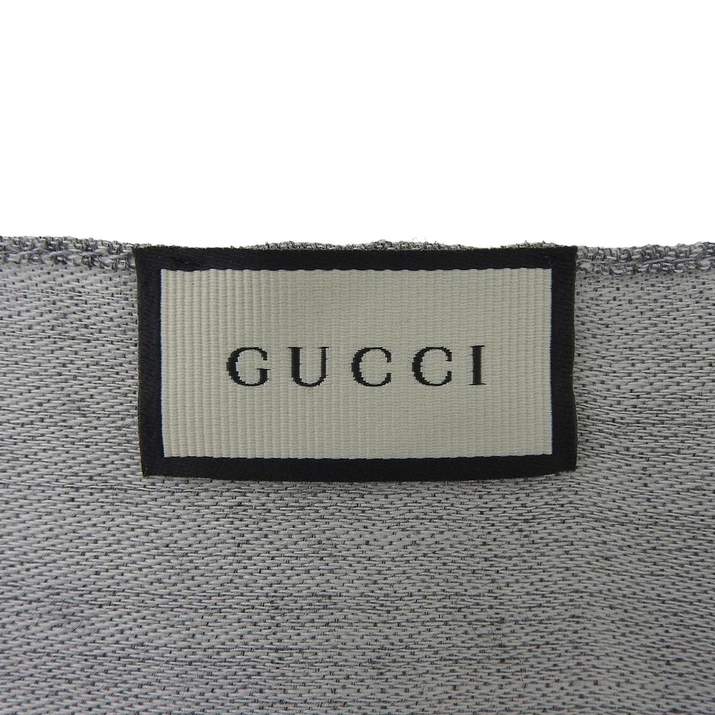 Excellent GUCCI Stall GG pattern with fringe gray wool Women Used
