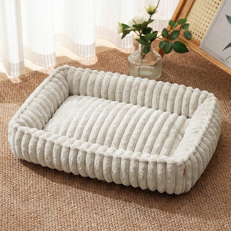 Luxury Plush Pet Bed Soft Cozy Dog Bed Cat Bed Calming Cushion Washable Anti Slip Comfortable Sleeping Sofa for Small Medium Pet