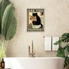 Funny Black Cat Metal Wall Poster Bathroom Toilet Decor