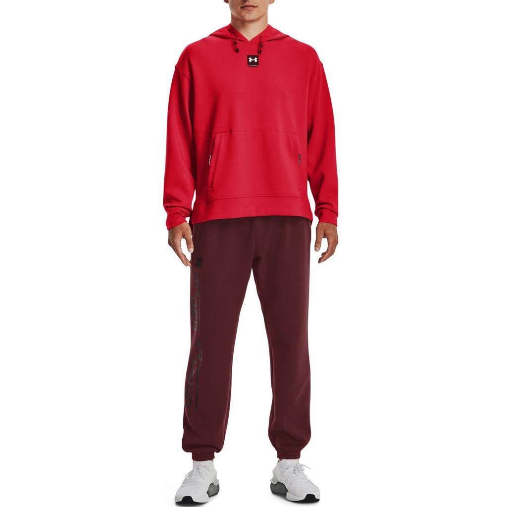 Under Armour Solid Logo Print Hooded Long Sleeve Sweatshirt Men Sweatshirt Red 1373797-890