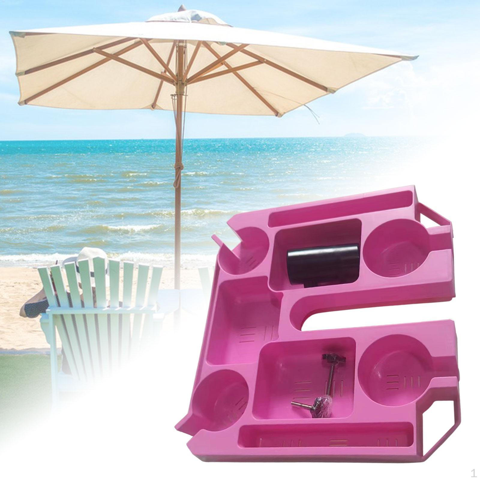 

Adjustable Beach Umbrella Stand with Snack Tray рожевий