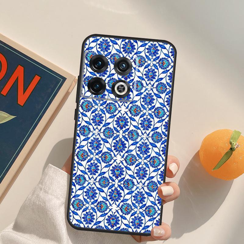 Square Turkish Flower Tiles Case For OnePlus 13T 10T 10R 12R 13R 15 13 12 11 10 9 Pro Nord CE 5 2 3 4 Lite N20 N30 Cover